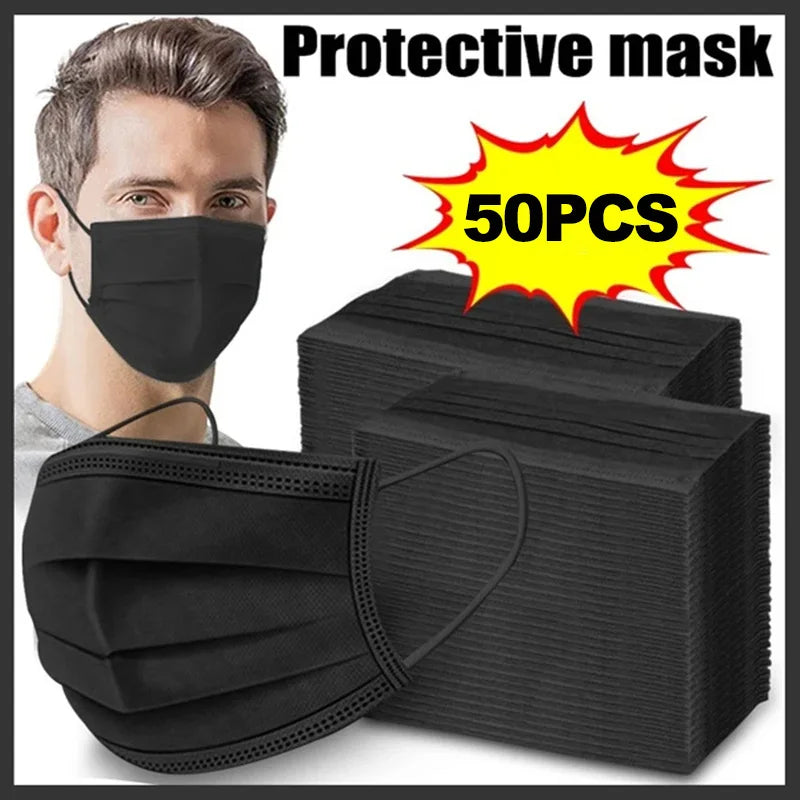 Máscaras de proteção anti-poeira descartáveis com Earloops, máscaras faciais de 3 camadas