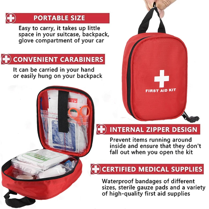 Kit de primeiros socorros portátil para família, viagem ao ar livre, acampamento, medicina, kit de sobrevivência de emergência, bolsa de primeiros socorros de armazenamento em camadas