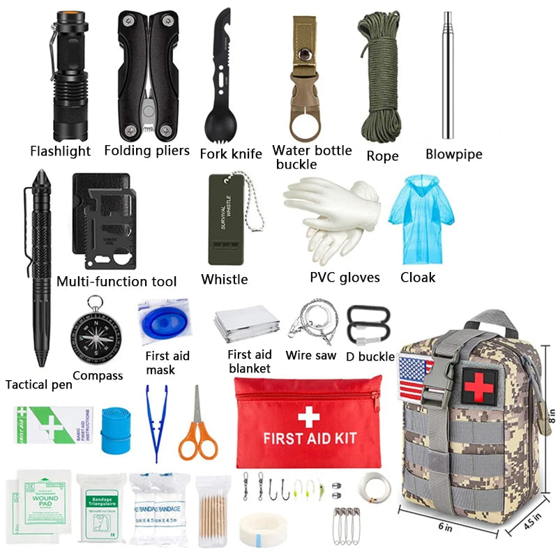 Kit de primeiros socorros de sobrevivência Conjunto completo de sobrevivência Molle Outdoor Gear Kits de emergência Bolsa de trauma Camping Caminhadas IFAK Adventures Bag