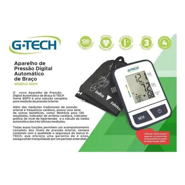 Aparelho de Pressão Digital Automático de Braço G-TECH